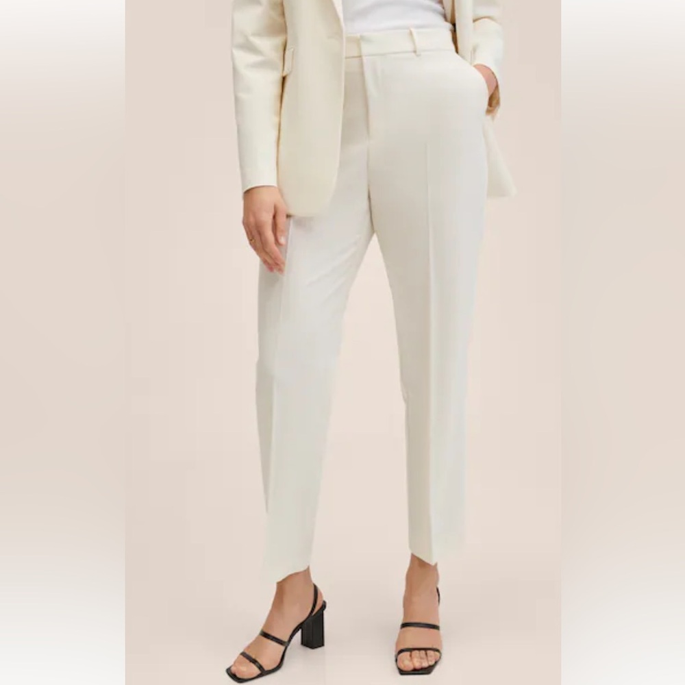 MANGO ecru Straight suit pants